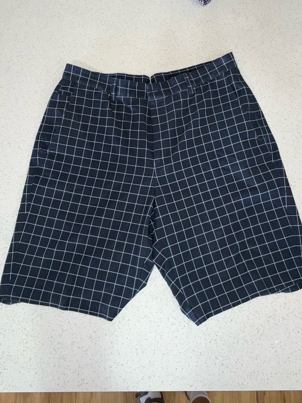 Men's Black Grid Flat Front Shorts